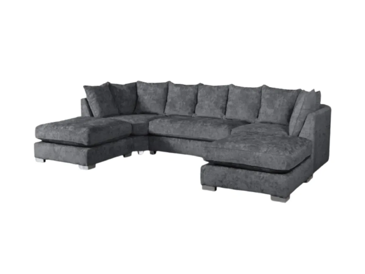 U-Shaped Corner Sofa with Footstools - Chenille