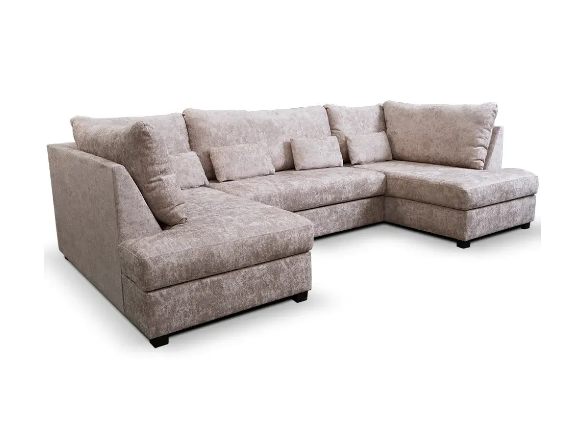 U-Shaped Sofa Bed with Storage - Truffle, Chenille