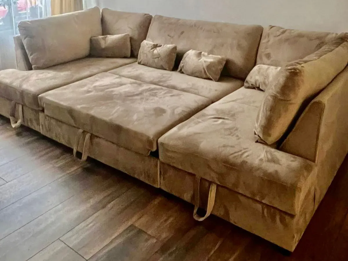 U-Shaped Sofa Bed with Storage - Velvet