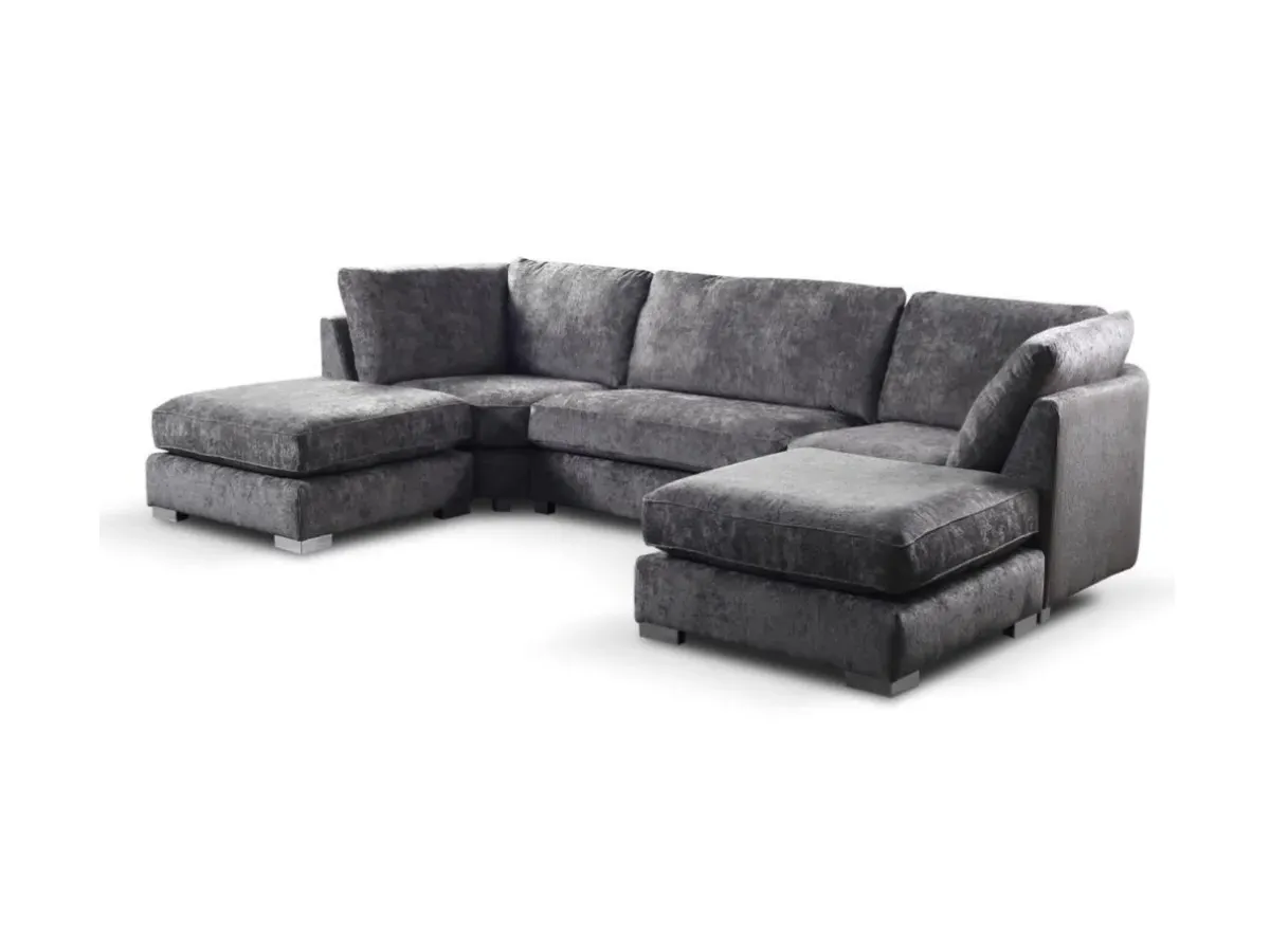 U-Shaped Sofa with Footstools - Chenille image