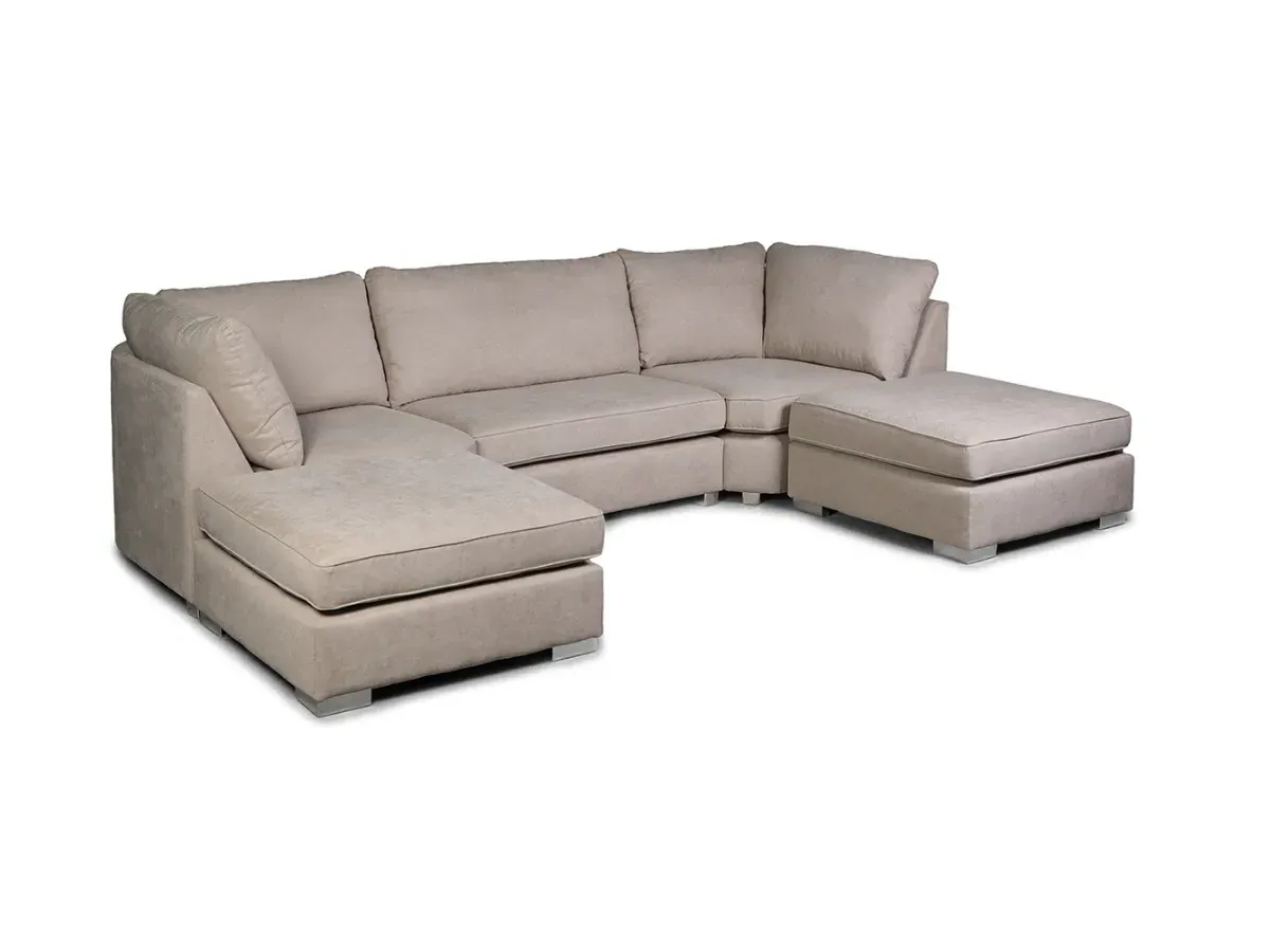 U-Shaped Sofa with Storage - Cream, Fabric image