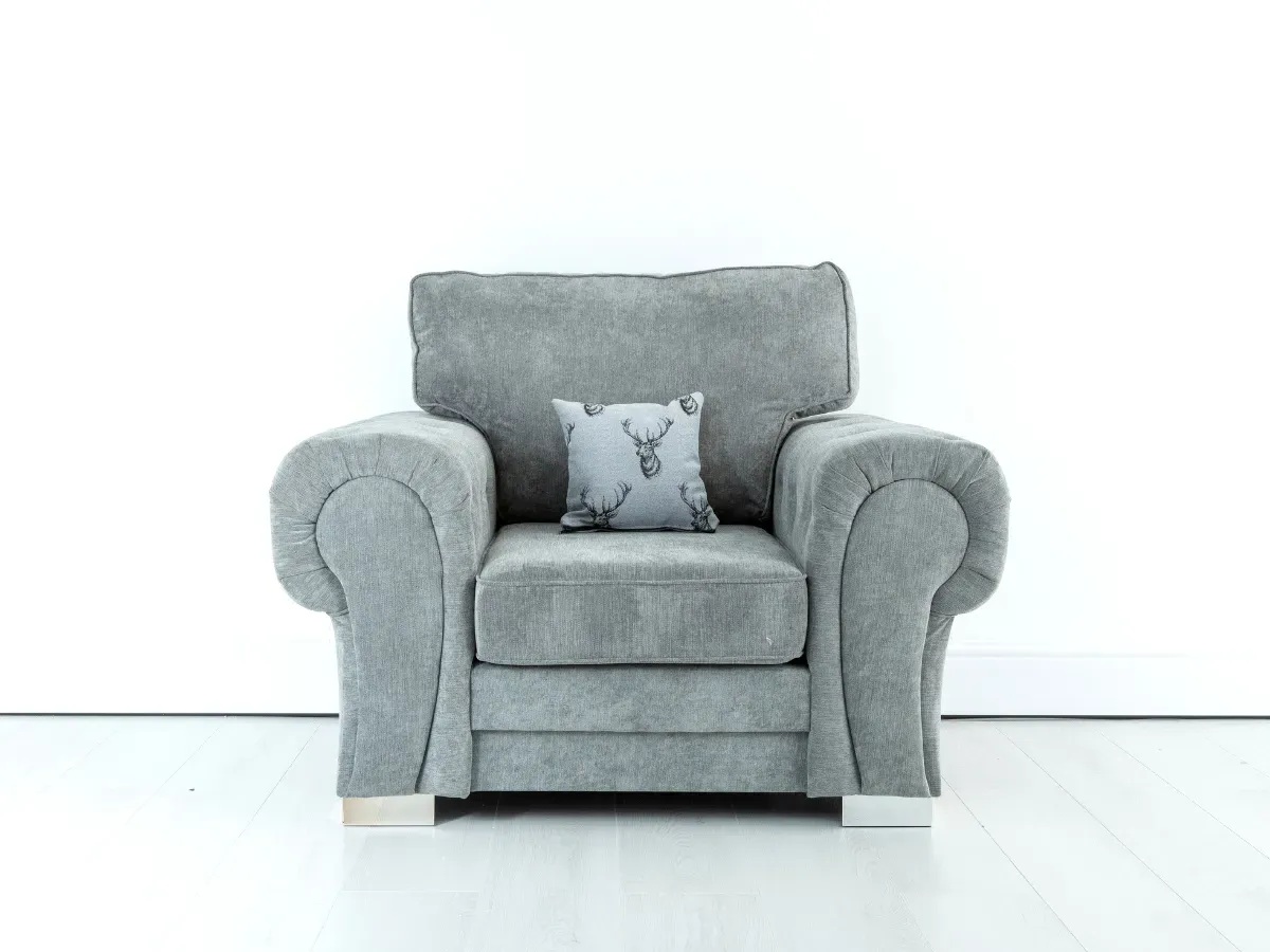 Vegas Armchair with Chrome Feet - Grey, Fabric image