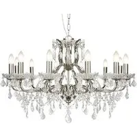 12 Light Chandelier with Crystal Drops - Silver