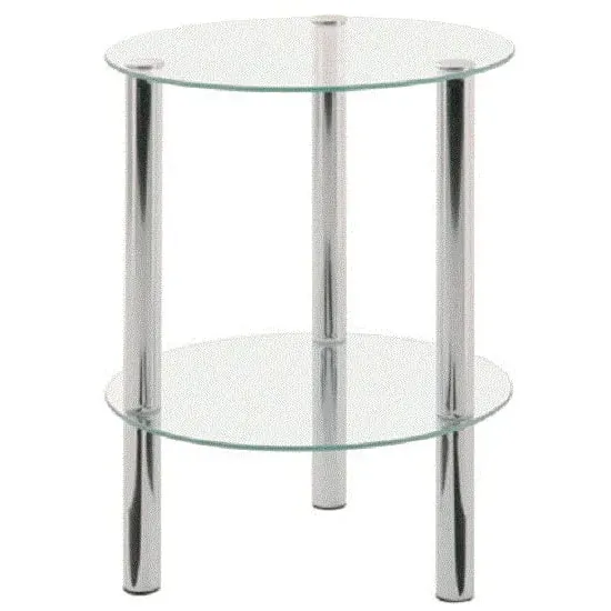 2 Tier Round Side Table - Clear, Chrome image