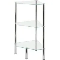3 Tier Corner Display Unit - Clear Glass, Chrome