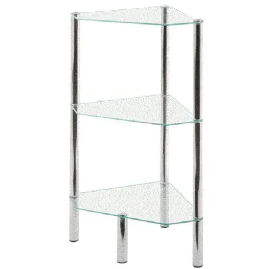 3 Tier Corner Display Unit - Clear Glass, Chrome image