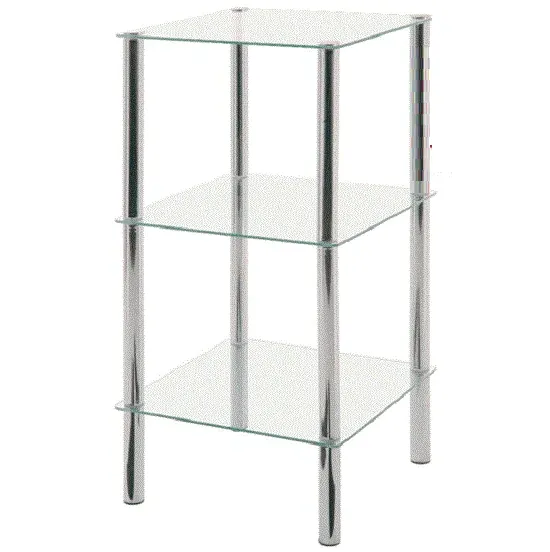 3 Tier Display Stand - Clear Glass, Chrome image