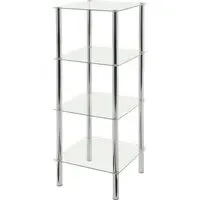 4 Tier Glass Display Unit - Clear, Chrome