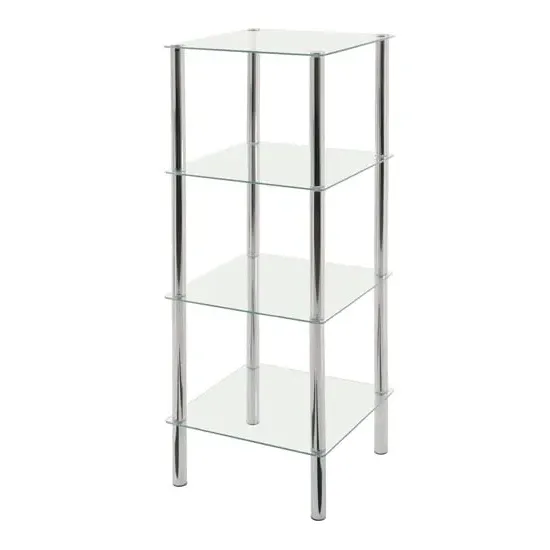 4 Tier Glass Display Unit - Clear, Chrome image