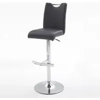Aachen Gas Lift Bar Stool - Black, Faux Leather