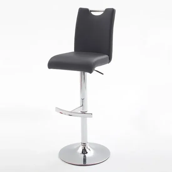 Aachen Gas Lift Bar Stool - Black, Faux Leather image