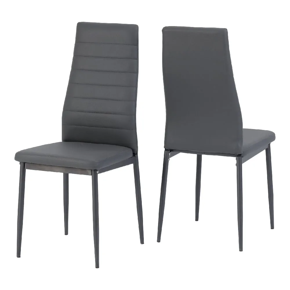 Aadi Dining Chairs In Pair - Grey, Faux Leather image