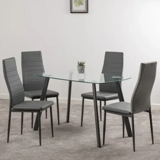 Aadi Dining Table with 4 Chairs - Grey, Glass product