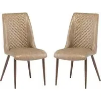 Aalya Dining Chairs Set of 2 - Taupe, Faux Leather