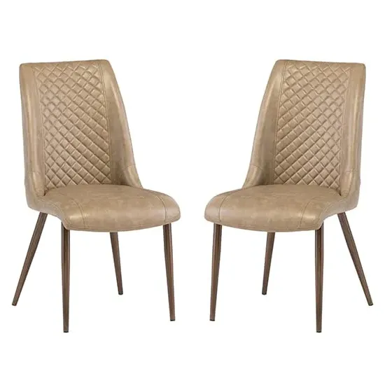 Aalya Dining Chairs Set of 2 - Taupe, Faux Leather image