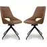 Aara Swivel Dining Chairs Set of 2 - Tan, Faux Leather
