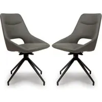 Aara Swivel Dining Chairs Set of 2 - Truffle, Faux Leather