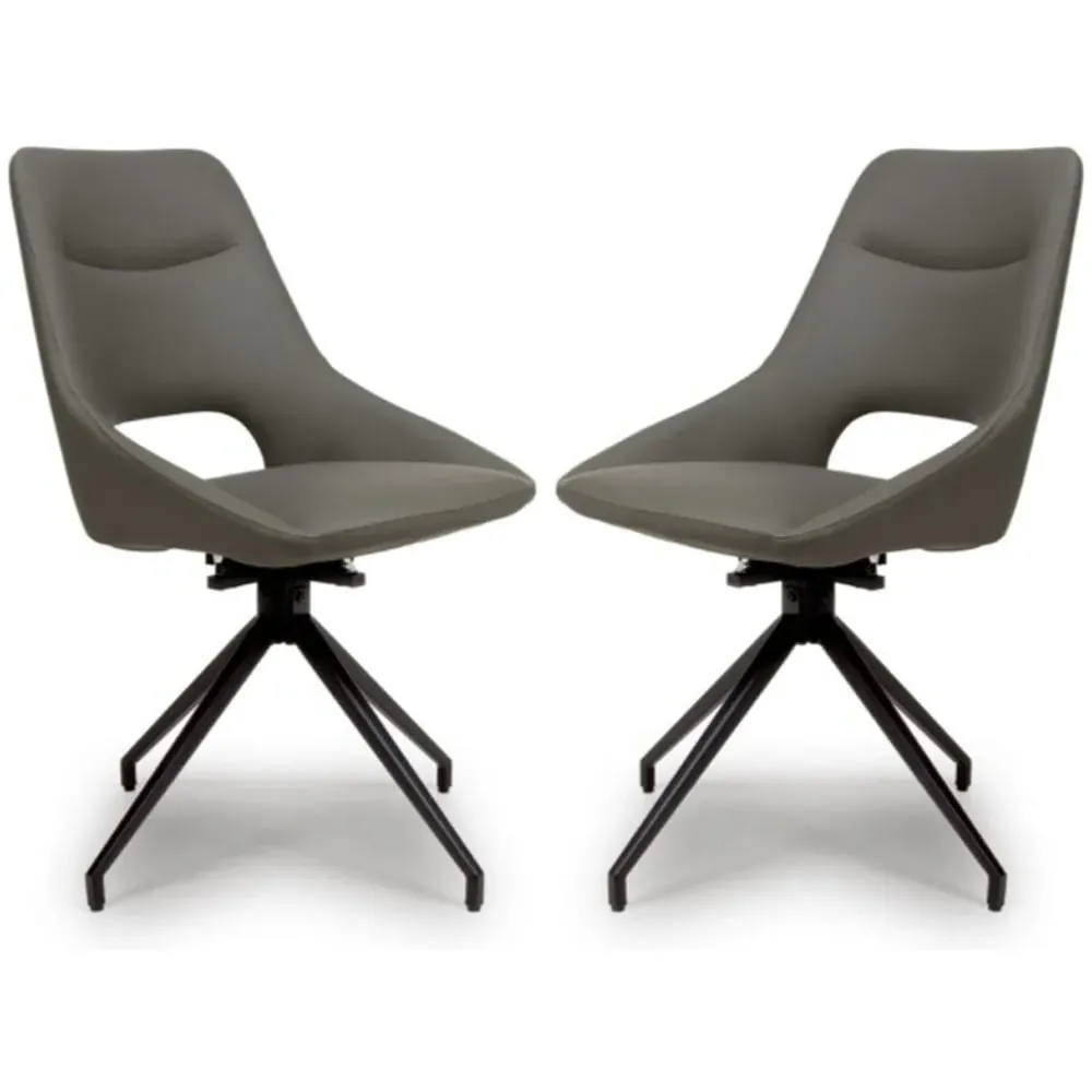 Aara Swivel Dining Chairs Set of 2 - Truffle, Faux Leather