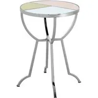 Aarox Round Side Table - Silver, Glass