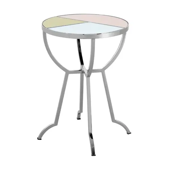 Aarox Round Side Table - Silver, Glass image