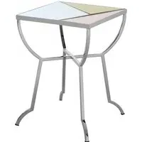 Aarox Square Side Table - Silver, Glass