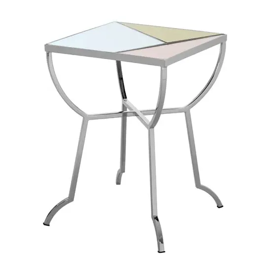 Aarox Square Side Table - Silver, Glass