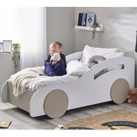 Abana Car Bed - White, Oak