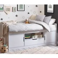 Abana Low Sleeper Bed with Storage - White
