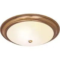 Abbeville Glass Flush Ceiling Light - Antique Brass