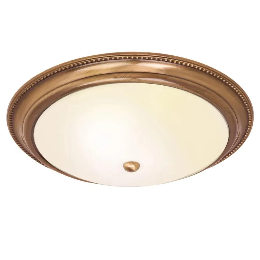 Abbeville Glass Flush Ceiling Light - Antique Brass