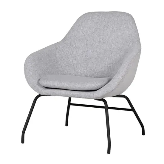 Abbie Bedroom Chair with Black Metal Legs - Grey, Fabric