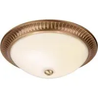 Abbotsford Glass Flush Ceiling Light - Antique Brass