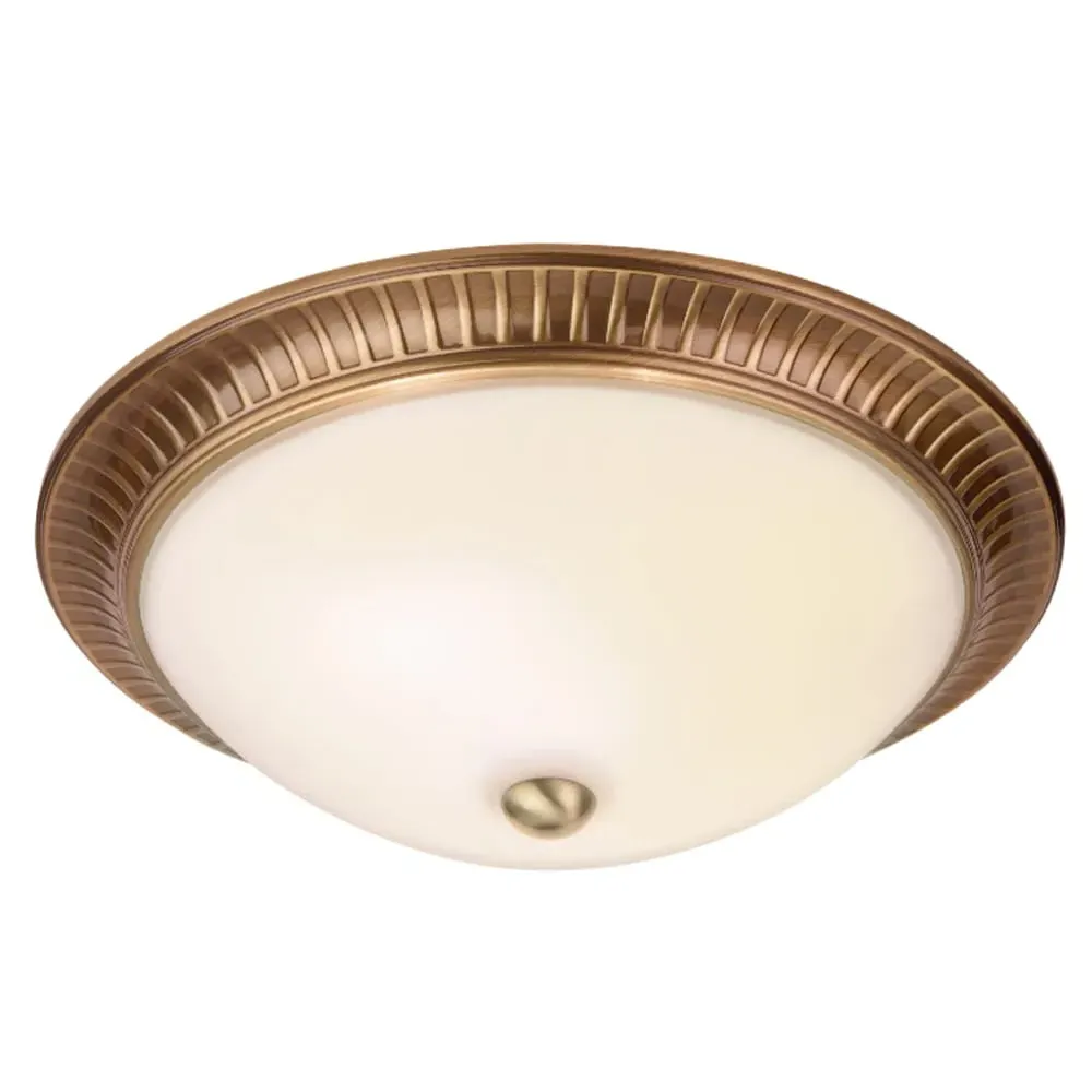 Abbotsford Glass Flush Ceiling Light - Antique Brass image