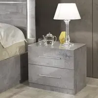 Abby Bedside Cabinet with 2 Drawers - Grey Marble Effect