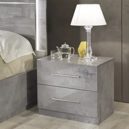 Abby Bedside Cabinet with 2 Drawers - Grey Marble Effect