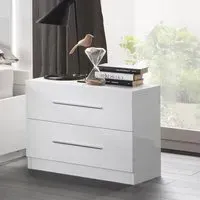 Abby Bedside Cabinet with 2 Drawers - White, High Gloss