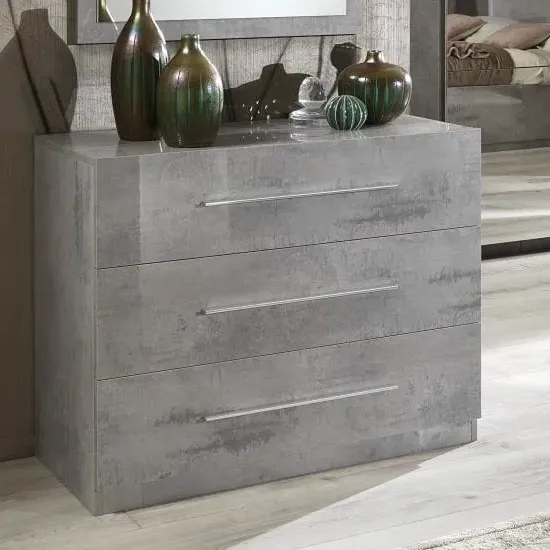 Abby Chest of Drawers with 3 Drawers - Grey Marble Effect