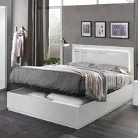 Abby King Size Ottoman Bed with Storage - White, High Gloss