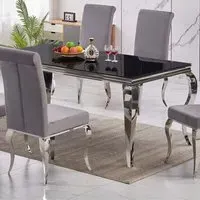 Abdon Rectangular Dining Table - Black, Glass