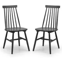 Abeje Dining Chair with Spindle Back, Pair - Black, Rubberwood alternate view