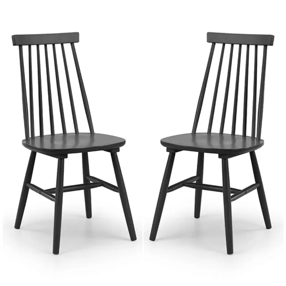 Abeje Dining Chair with Spindle Back, Pair - Black, Rubberwood product