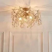 Aberdeen Glass Semi-Flush Ceiling Light - Gold