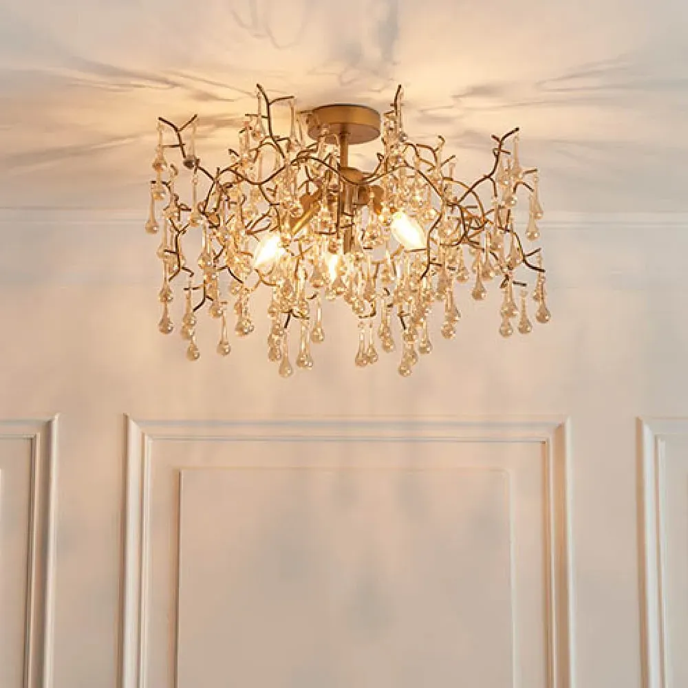 Aberdeen Glass Semi-Flush Ceiling Light - Gold image