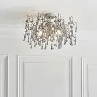 Aberdeen Glass Semi-Flush Ceiling Light - Silver