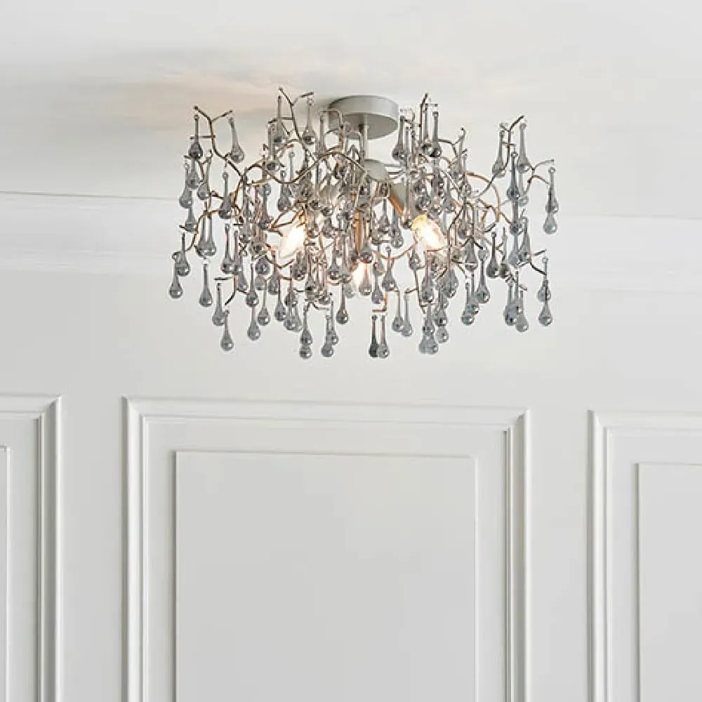 Aberdeen Glass Semi-Flush Ceiling Light - Silver