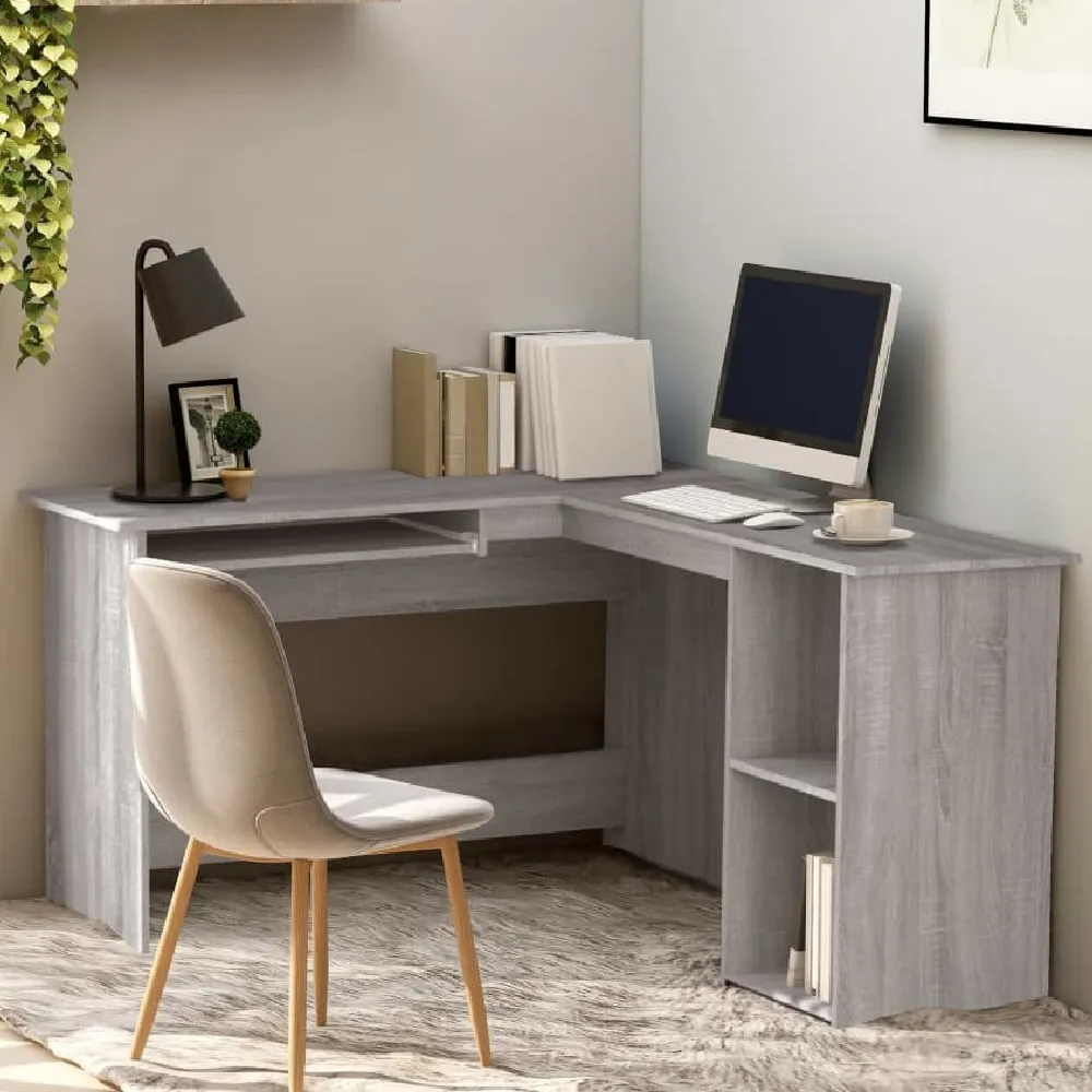 Aberdeen L-Shaped Corner Desk with Storage - Grey