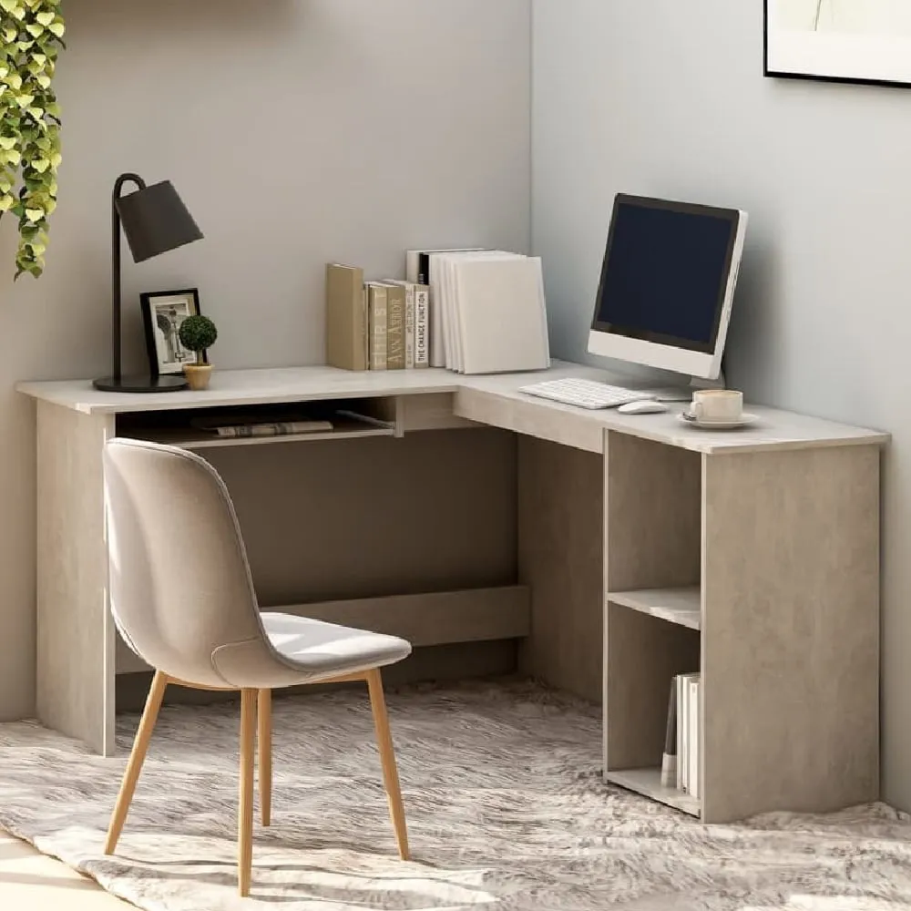 Aberdeen L-Shaped Corner Desk with Storage - Grey