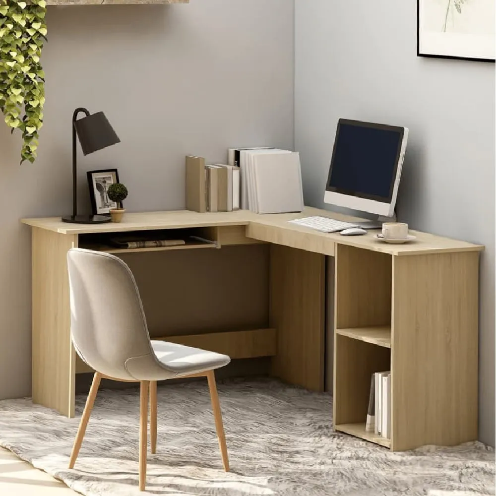Aberdeen L-Shaped Corner Desk with Storage - Sonoma Oak