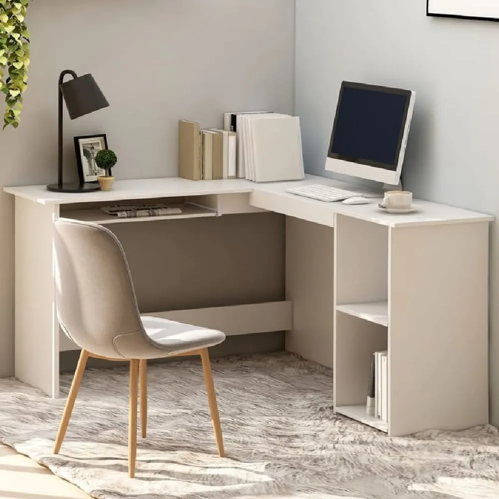 Aberdeen L-Shaped Corner Desk with Storage - White
