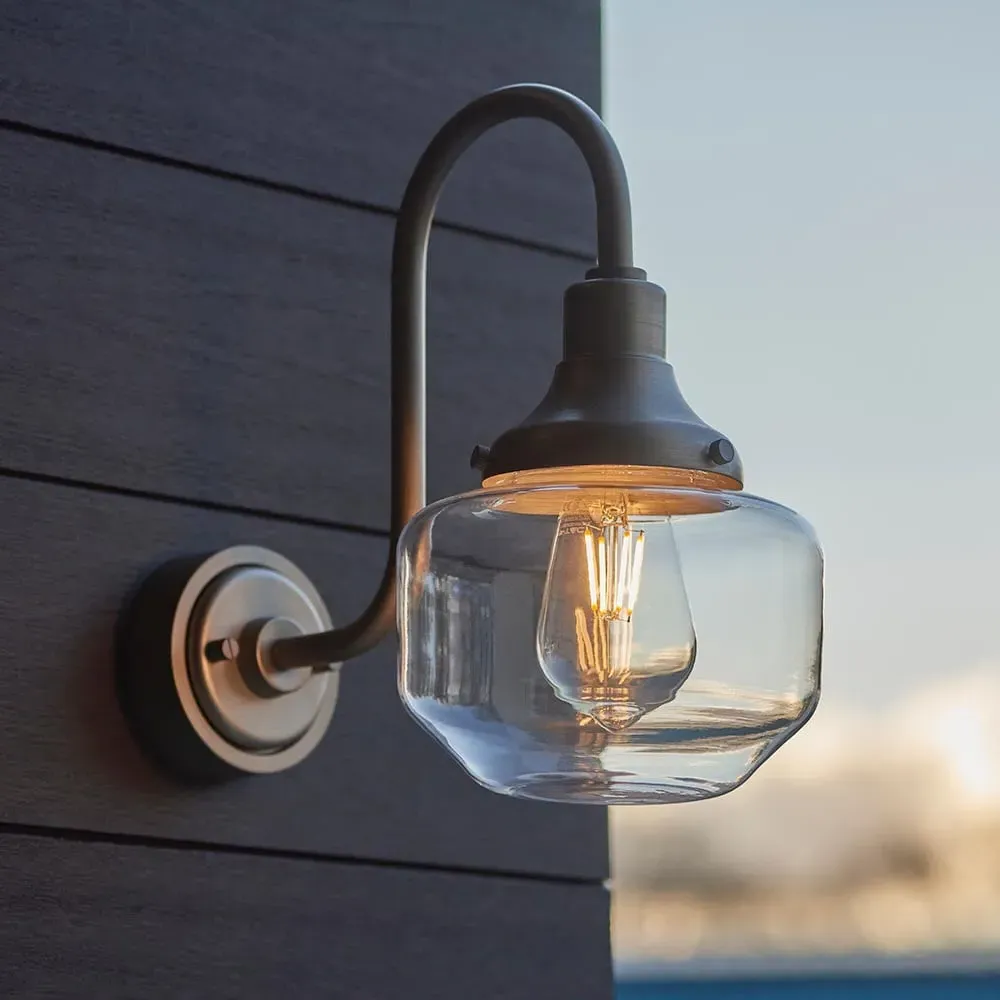Aberdeen Outdoor Wall Light - Brushed Nickel, Clear Glass